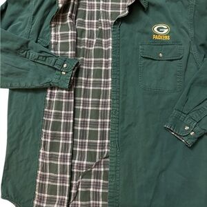 Vintage Lee Sports Green Bay Packers Men's Long Sleeve Button Up Shirt Size L